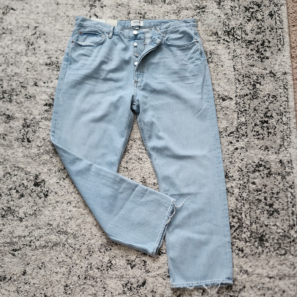 Agolde 90's Jean Mid Rise Loose Fit Button Fly Womens 33 NWT Lightwash Boho Chic